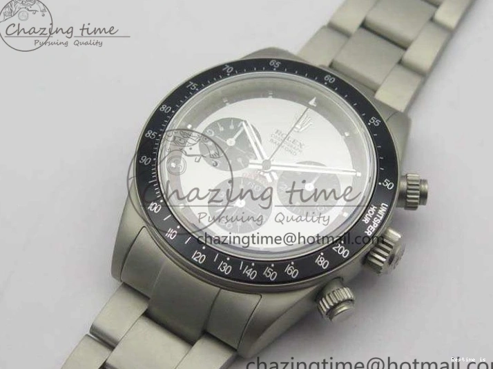 1225 Daytona Newman Sandblasted SS White Black Dial On SS Bracelet A Functional 3522